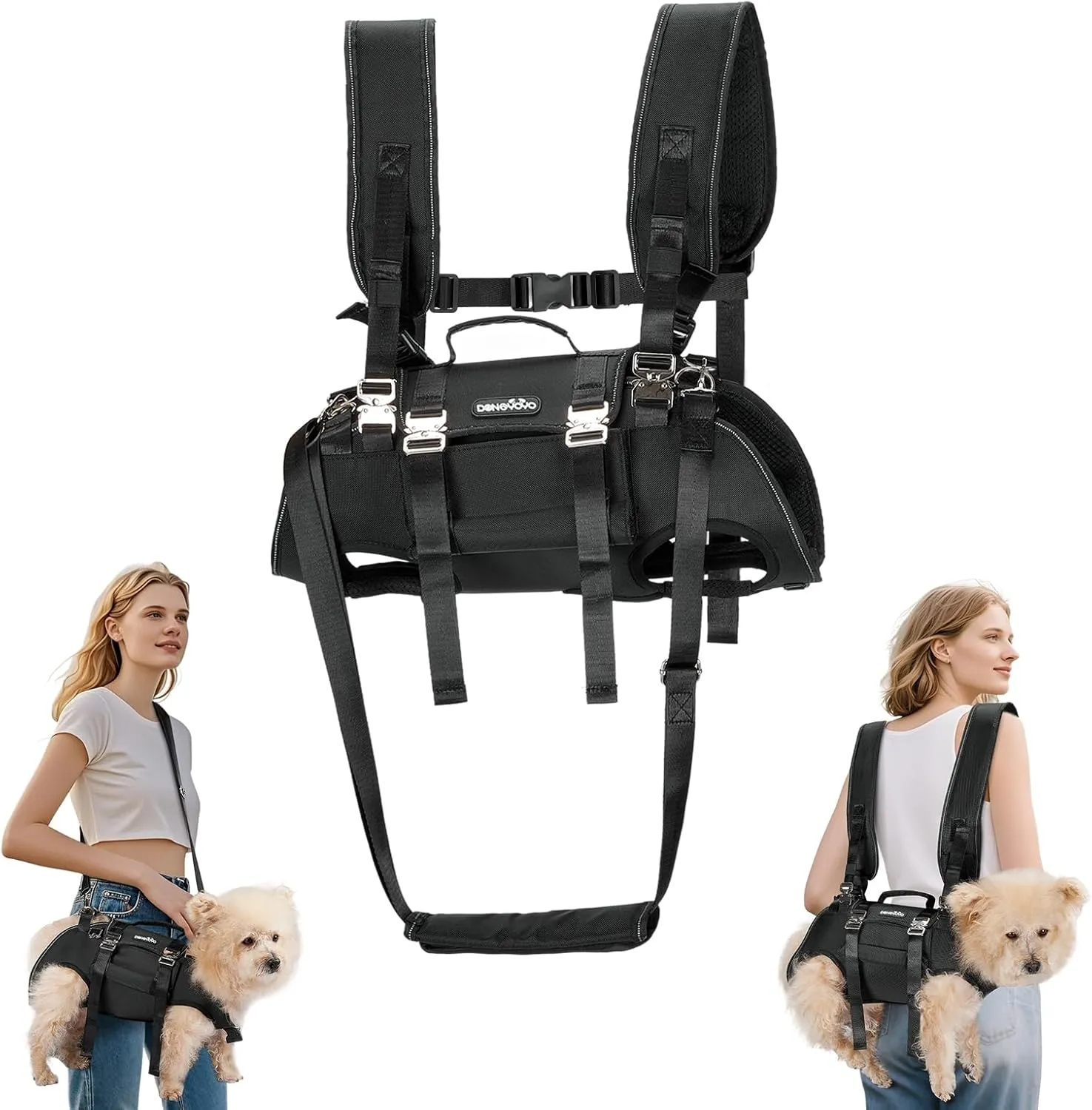 Dog Lift Harness,Outdoor 4.5-7.5lbs Dog's Lift Sling Carrier,Adjustable Emergency Dogs Carrying Harness for Spine Protection(Black S)