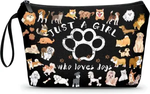 Dog Mom Gifts for Women,Just A Girl Who Loves Dogs,Small Cosmetic Dog Bag,Gifts for Dog Lovers,Dog Themed Gifts,Birthday Gifts for Women Her Bff Bestie Best Friend Sister