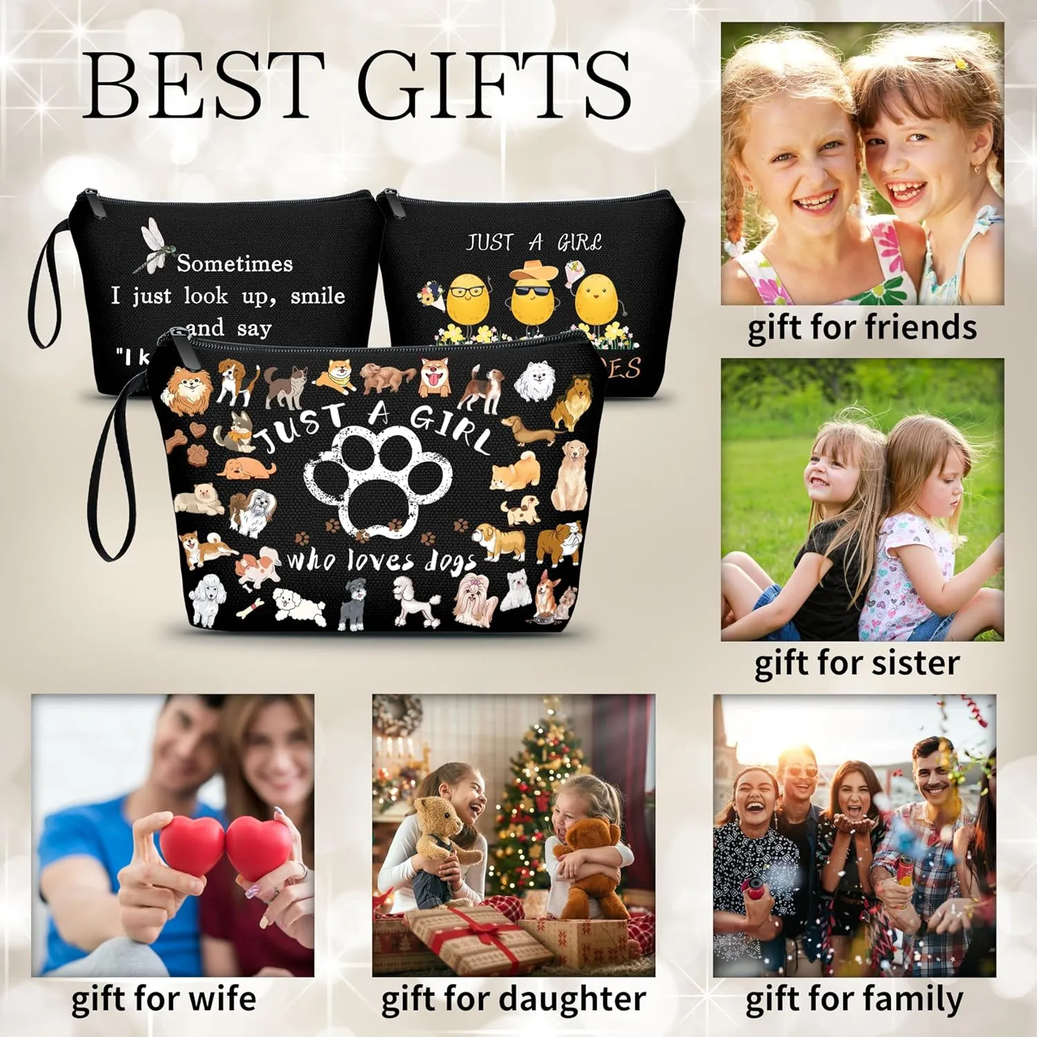 Dog Mom Gifts for Women,Just A Girl Who Loves Dogs,Small Cosmetic Dog Bag,Gifts for Dog Lovers,Dog Themed Gifts,Birthday Gifts for Women Her Bff Bestie Best Friend Sister