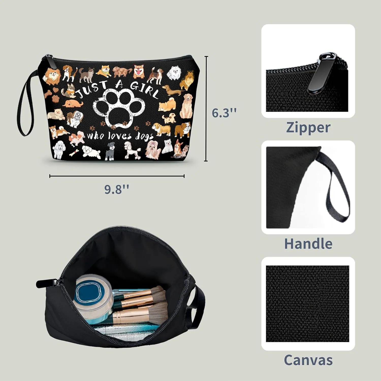 Dog Mom Gifts for Women,Just A Girl Who Loves Dogs,Small Cosmetic Dog Bag,Gifts for Dog Lovers,Dog Themed Gifts,Birthday Gifts for Women Her Bff Bestie Best Friend Sister
