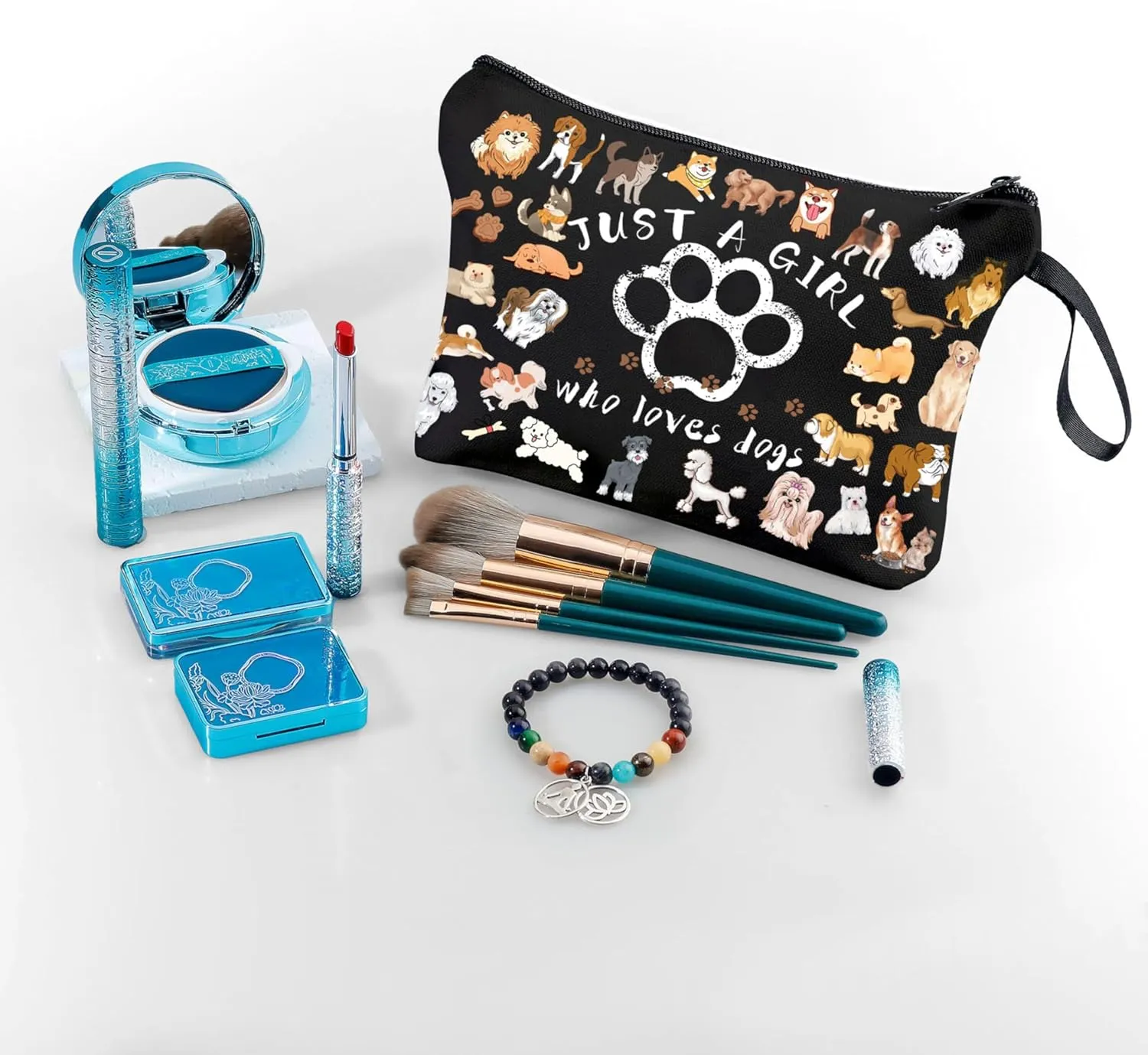 Dog Mom Gifts for Women,Just A Girl Who Loves Dogs,Small Cosmetic Dog Bag,Gifts for Dog Lovers,Dog Themed Gifts,Birthday Gifts for Women Her Bff Bestie Best Friend Sister
