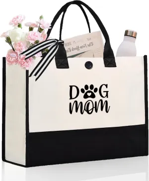Dog Mom Tote Bag Gifts for Women, Dog Mom Mothers Day Birthday Gifts for Dogs Lovers, Practical Tote Bag for Shopping Travel Picnic, 17” x 6.7” x 12.5”