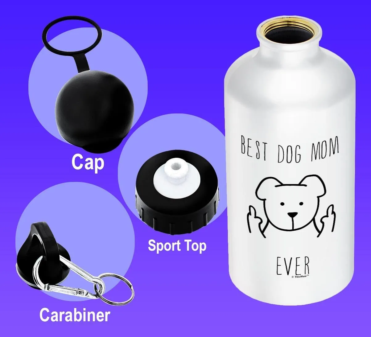 Dog Mom Water Bottle Best Dog Mom Ever Mother's Day Gifts Dog Related Gifts Dog Gifts for Women Dog Lovers Gifts for Women Rescue Dog Mom Gift Aluminum Water Bottle with Cap & Sport Top Dog Mom