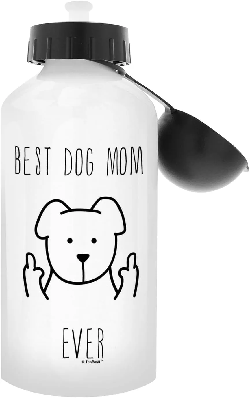 Dog Mom Water Bottle Best Dog Mom Ever Mother's Day Gifts Dog Related Gifts Dog Gifts for Women Dog Lovers Gifts for Women Rescue Dog Mom Gift Aluminum Water Bottle with Cap & Sport Top Dog Mom