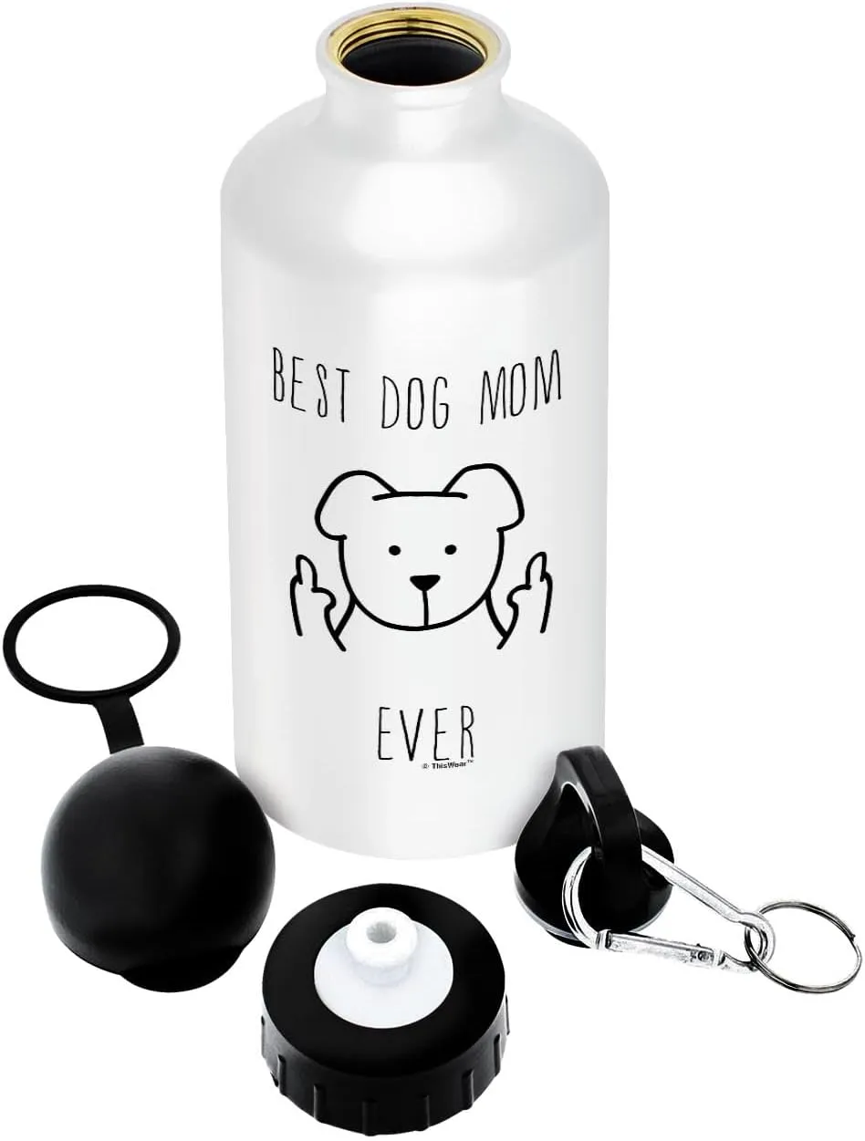 Dog Mom Water Bottle Best Dog Mom Ever Mother's Day Gifts Dog Related Gifts Dog Gifts for Women Dog Lovers Gifts for Women Rescue Dog Mom Gift Aluminum Water Bottle with Cap & Sport Top Dog Mom