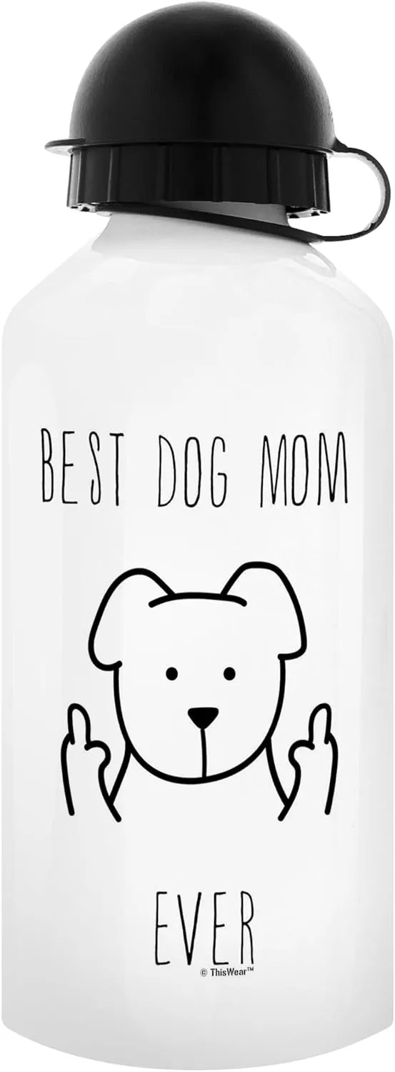 Dog Mom Water Bottle Best Dog Mom Ever Mother's Day Gifts Dog Related Gifts Dog Gifts for Women Dog Lovers Gifts for Women Rescue Dog Mom Gift Aluminum Water Bottle with Cap & Sport Top Dog Mom