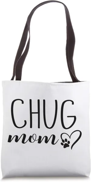 Dog Paw Print Heart Chug Mom Tote Bag