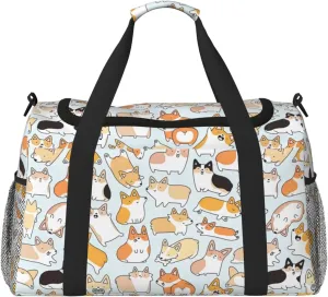 Dog print Large Canvas Travel Duffel Bag Weekender Bags for Women Overnight Bag Carry On Tote Bag