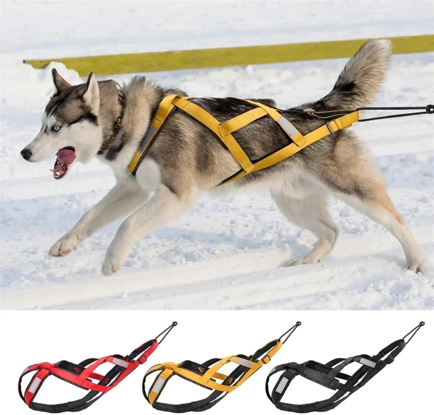 Dog Sledding Harness,Skijoring Dog Scootering Pulling Weight Husky Harness Canicross for Mushing Sled Pet Sledding Dogs Back Large(Red,XXL)