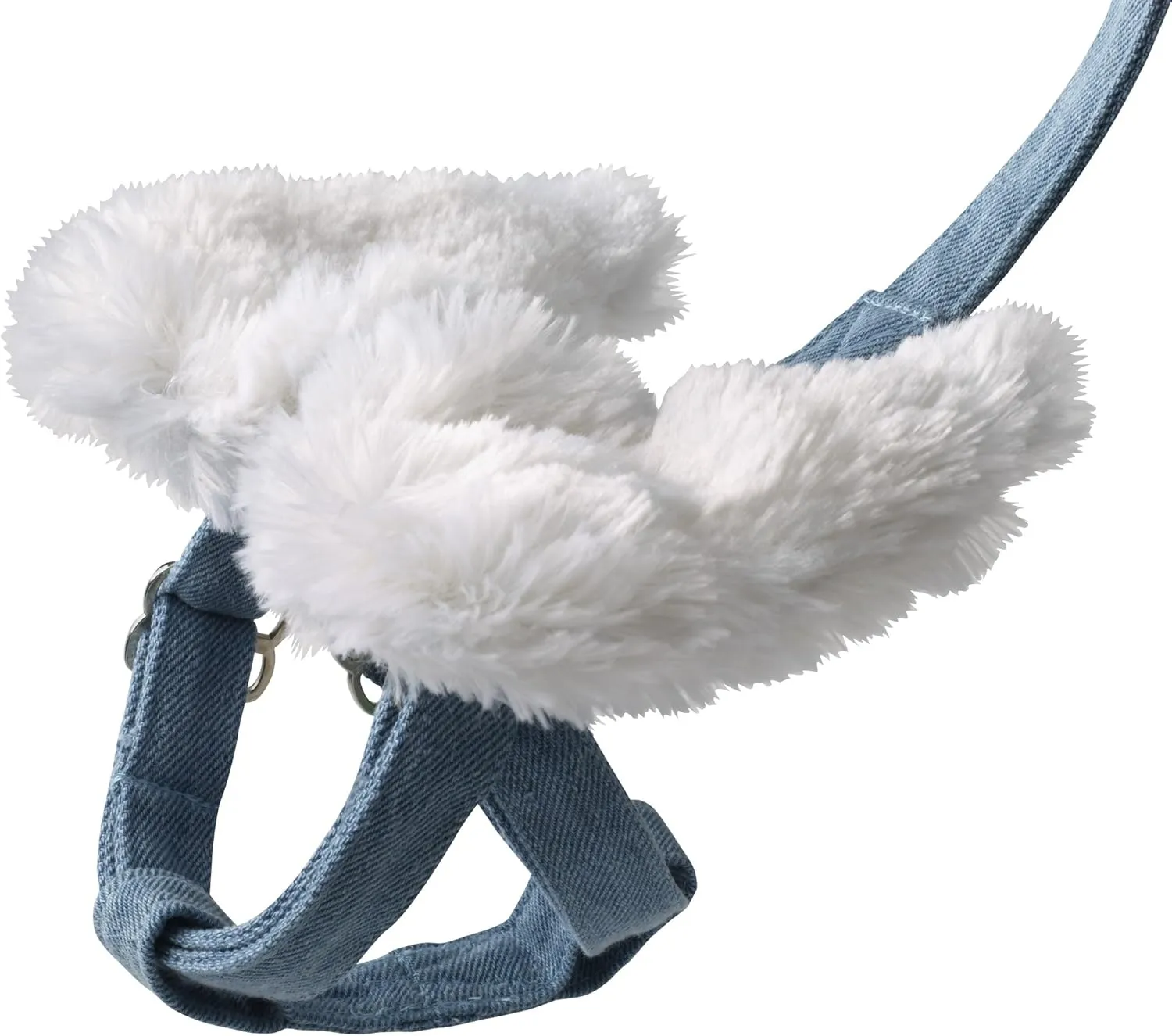 Doggles Winged Step in Dog Harness with Leash Denim Furry Angel, Extra Small