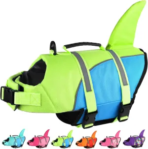 DogLay Ripstop Shark Dog Life Jacket with Rescue Handle, Adjustable Dog Vests for Swimming, Boating - Small, Medium, Large