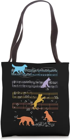 Dogs Playing With Sheet Music Notes - Music Teacher Tote Bag