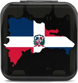 Dominican Republic Map Flag 24 Game Card Holder Case Storage Box Compatible with Switch Gifts for Game Lover