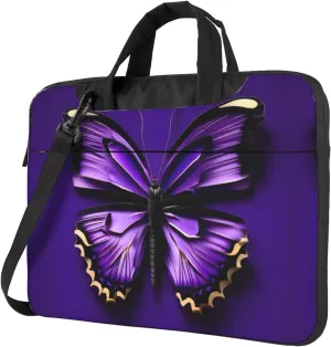 Dreamlike Purple Butterfly Print Notebook Computer Protective Carrying Cover With Pocket,13 Inch Laptop Shoulder Bag