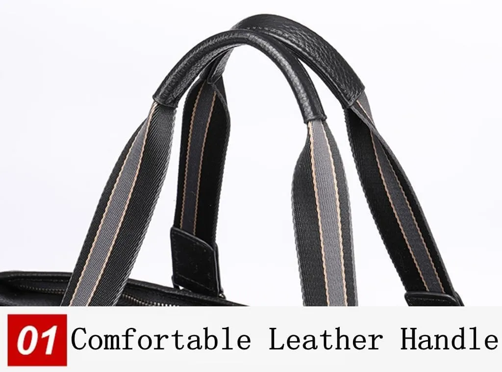 Duffle Bag for Men Genuine Leather Travel Duffel Bag Overnight Weekender Bag for Traveling Plaid Black