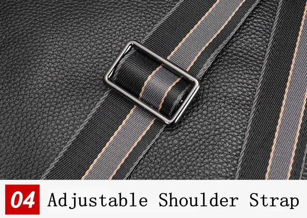 Duffle Bag for Men Genuine Leather Travel Duffel Bag Overnight Weekender Bag for Traveling Plaid Black