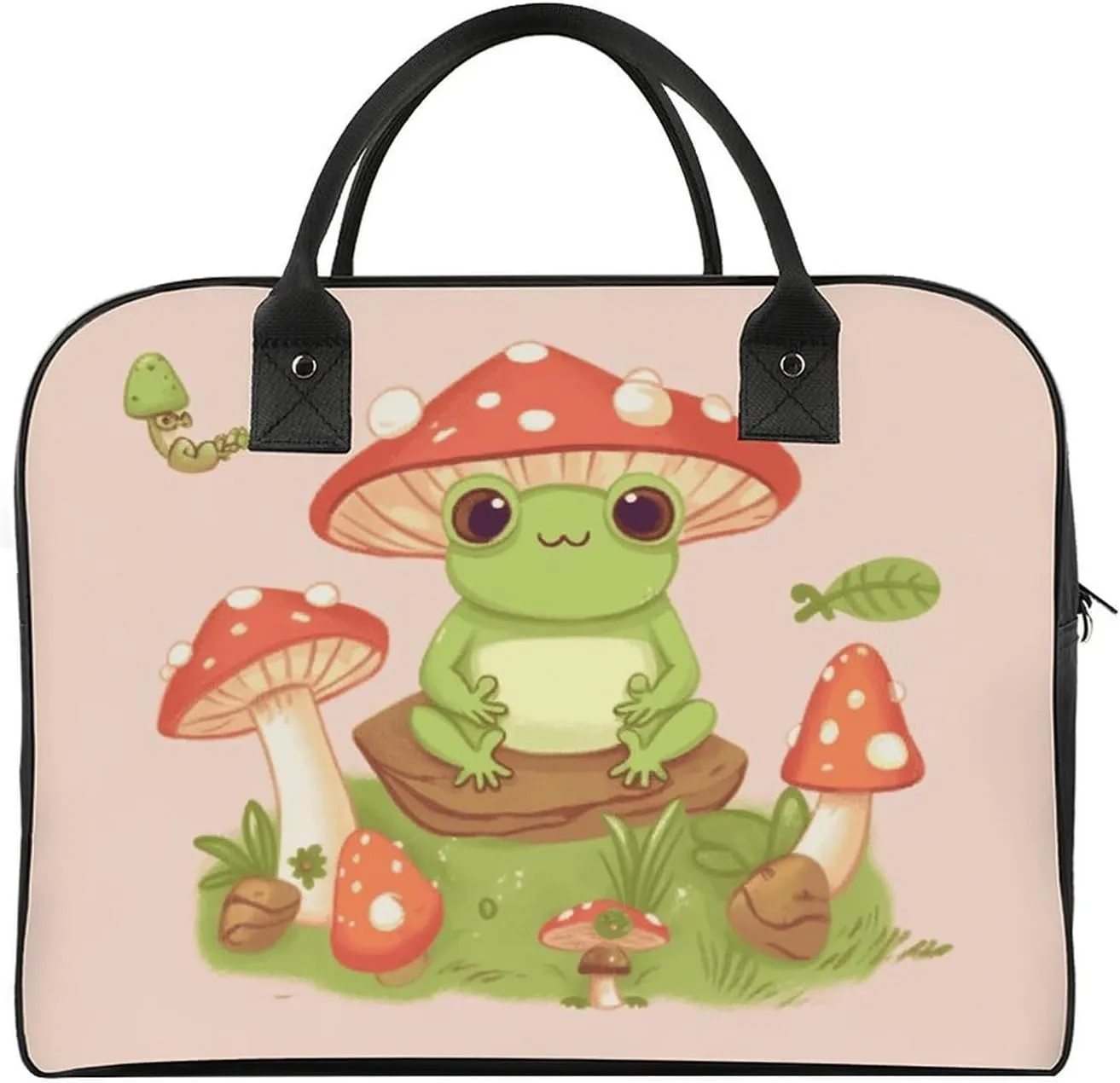Duffle Bag for Travel Tote Bag Crossbody Bags Gym Bag Cute Frogs And Mushrooms Printed Shoulder Bag Travel Handbag for Men And Women