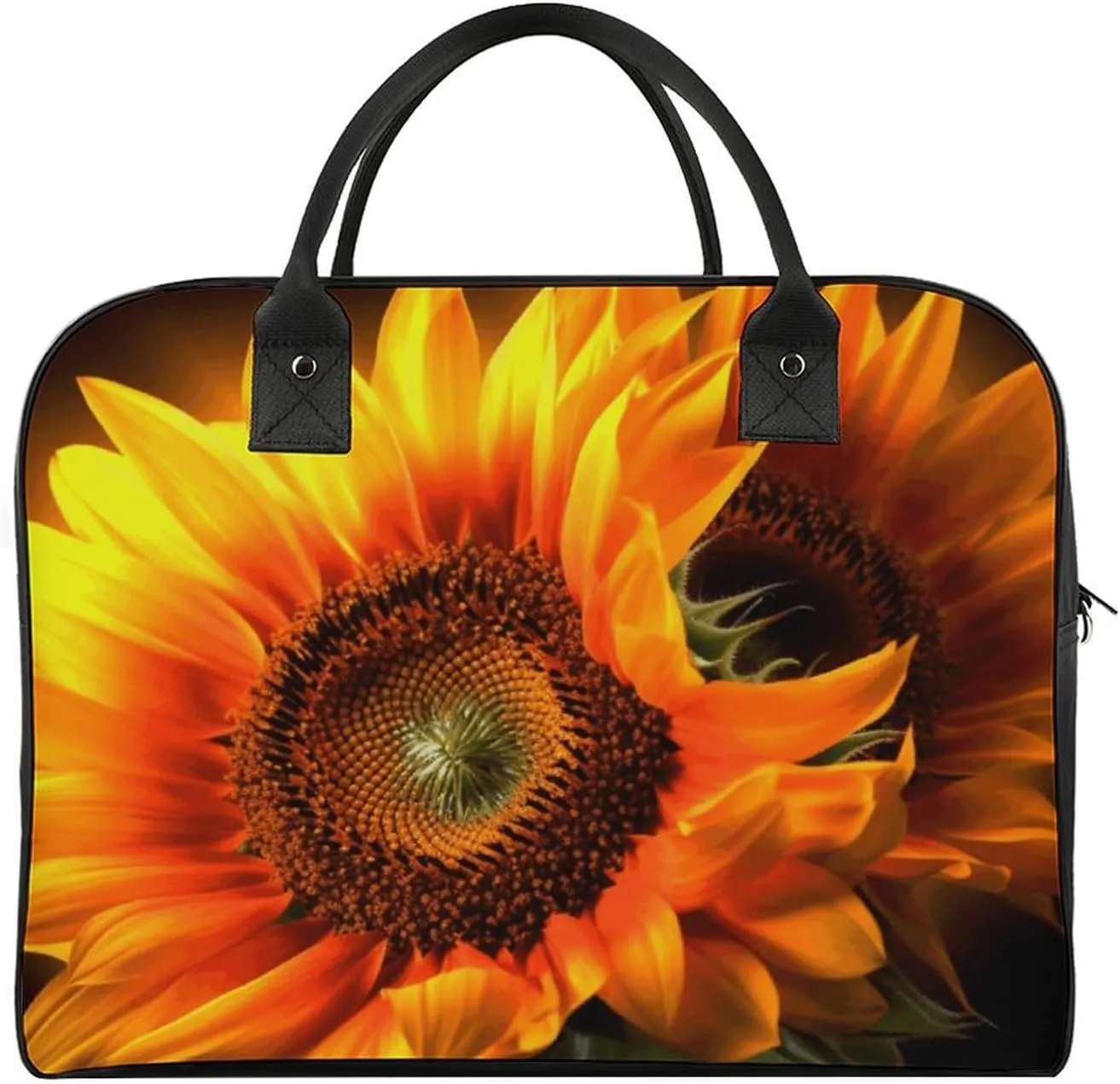 Duffle Bag for Travel Tote Bag Crossbody Bags Gym Bag Orange Sunflower Wallpaper Printed Shoulder Bag Travel Handbag for Men And Women