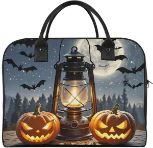 Duffle Bag for Travel Tote Bag Crossbody Bags Terrifying Pumpkin Coal Oil Lamp Printed Gym Bag Shoulder Bag Travel Handbag for Men Women