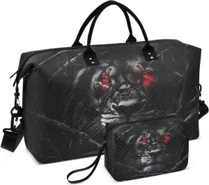 Duffle Bag Lion Scary Eyes for Travel, Gym Bag with Multiple Interior Pockets for Men Women Overnight Purse Included 20.5 x 1.9 x 13.8 In