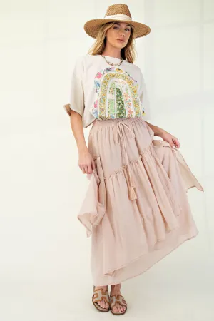 Easel Cotton Voile Woven Asymmetrical Maxi Skirt