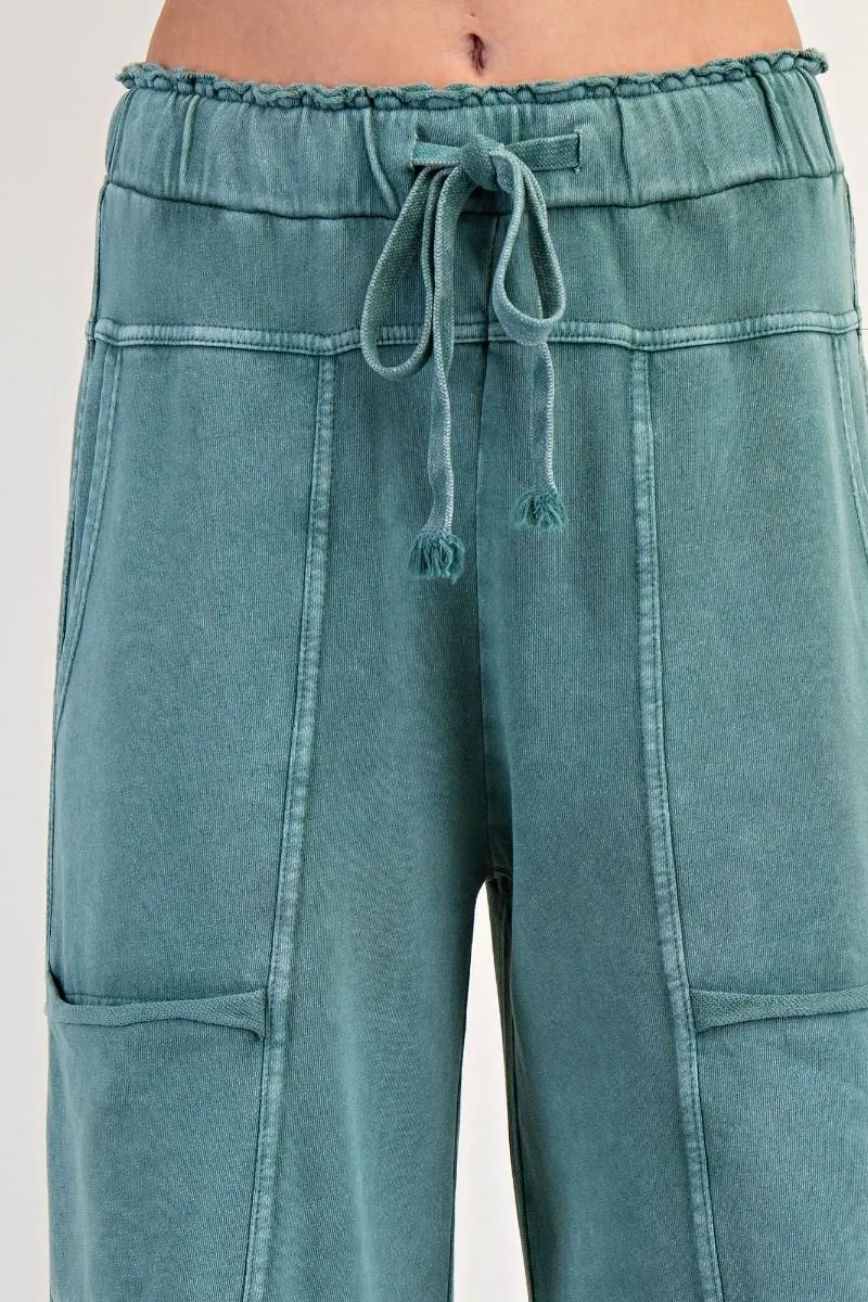 Easel Mineral Washed Terry Knit Pants