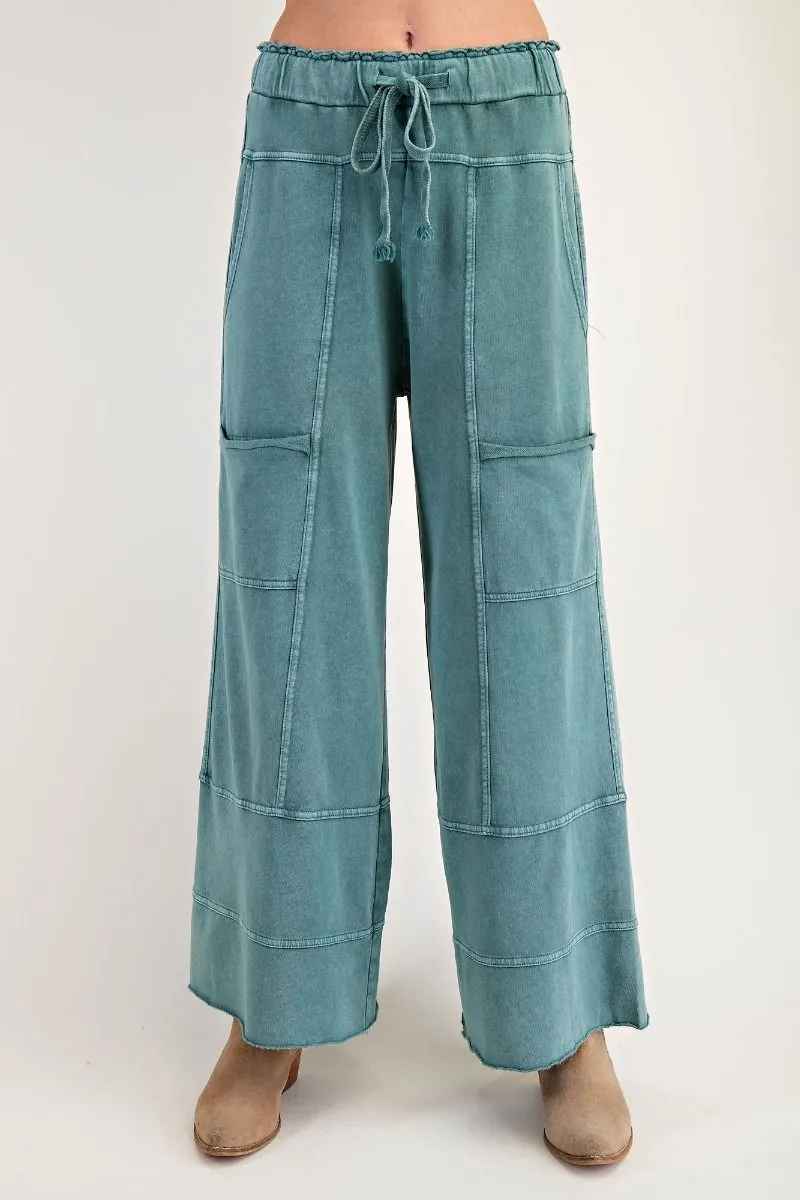 Easel Mineral Washed Terry Knit Pants