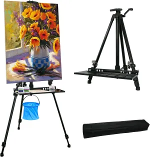 Easel Stand Art Easel for Adults, 20" to 61" Height Adjustable Artist Easels for Painting, Aluminum Canvas Stand Tripod for Tabletop&Floor Displaying with Tray/Carry Bag (Black)