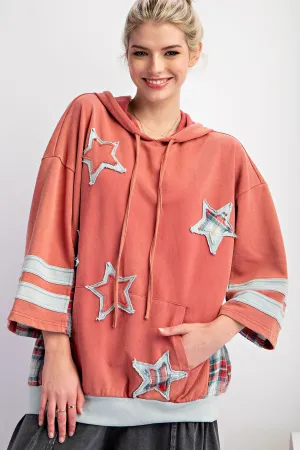 Easel Star Patch Mineral Washed Hoodie Pullover