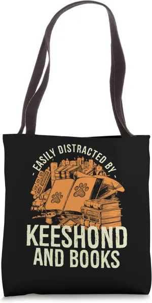 Easily Distracted By Keeshond And Books German Spitz Tote Bag