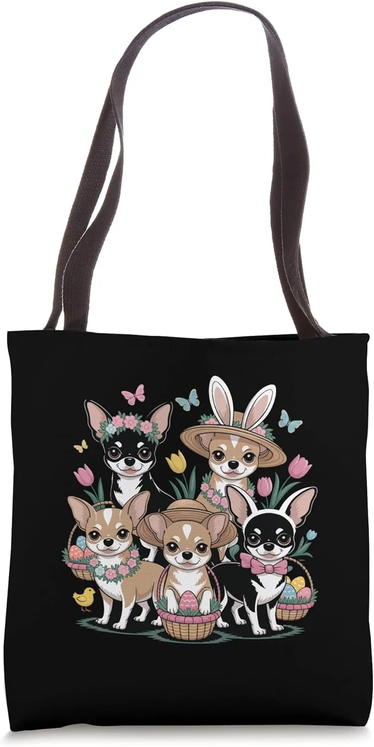 Easter Chihuahua Bunnies Lover Easter Basket Bunny Ears Dog Tote Bag