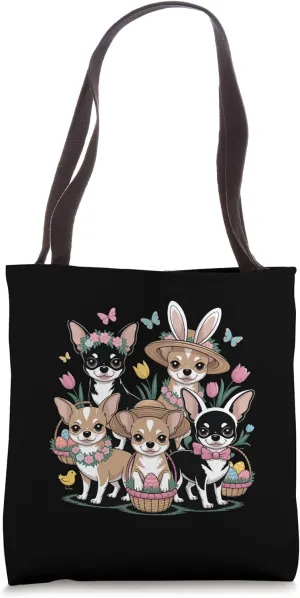 Easter Chihuahua Bunnies Lover Easter Basket Bunny Ears Dog Tote Bag