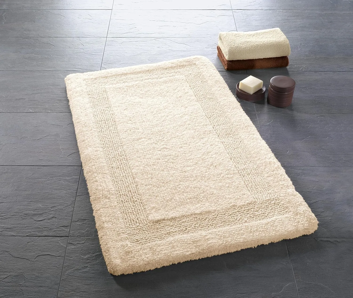 Eco Living Arizona Reversible Cotton Bathroom Rug (27.6x47.2in, Natural)