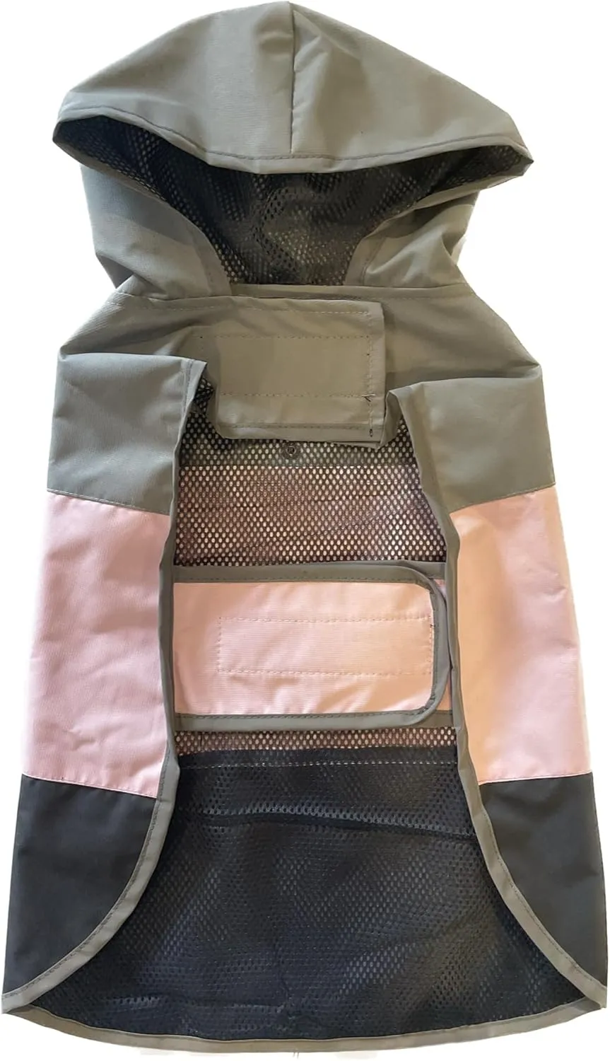 Eddie Bauer E24232S Ravenna Colorblocked Dog Windbreaker Jacket in Small, Grey and Pink