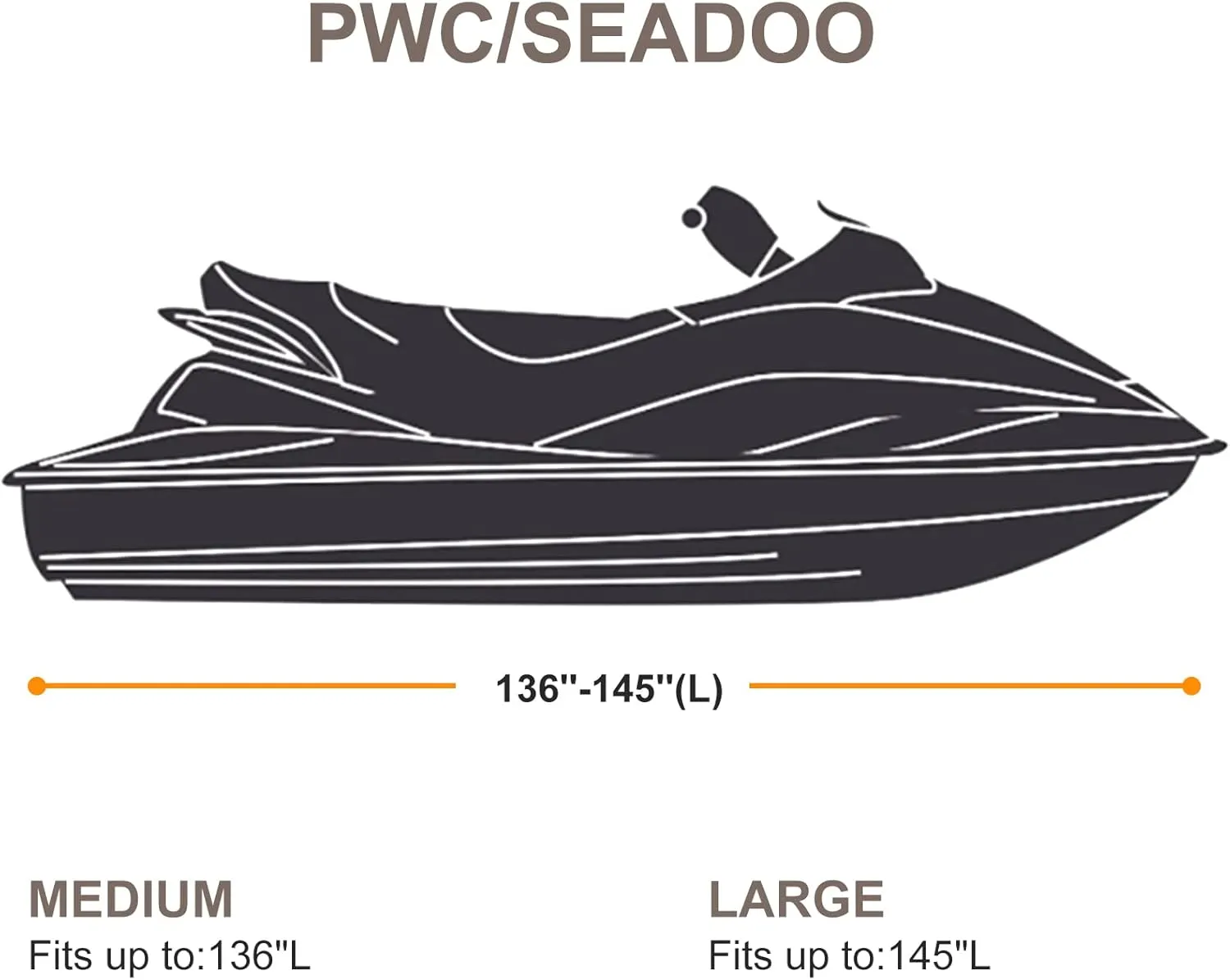 ELEXTYLE Jet Ski Cover 3 Seater,Seadoo Cover Waterproof,Heavy Duty Personal Watercraft Cover,UV-Resistant PWC Cover Includes Trailer Straps and Storage Bag,136"-145" L,Yellow/Grey