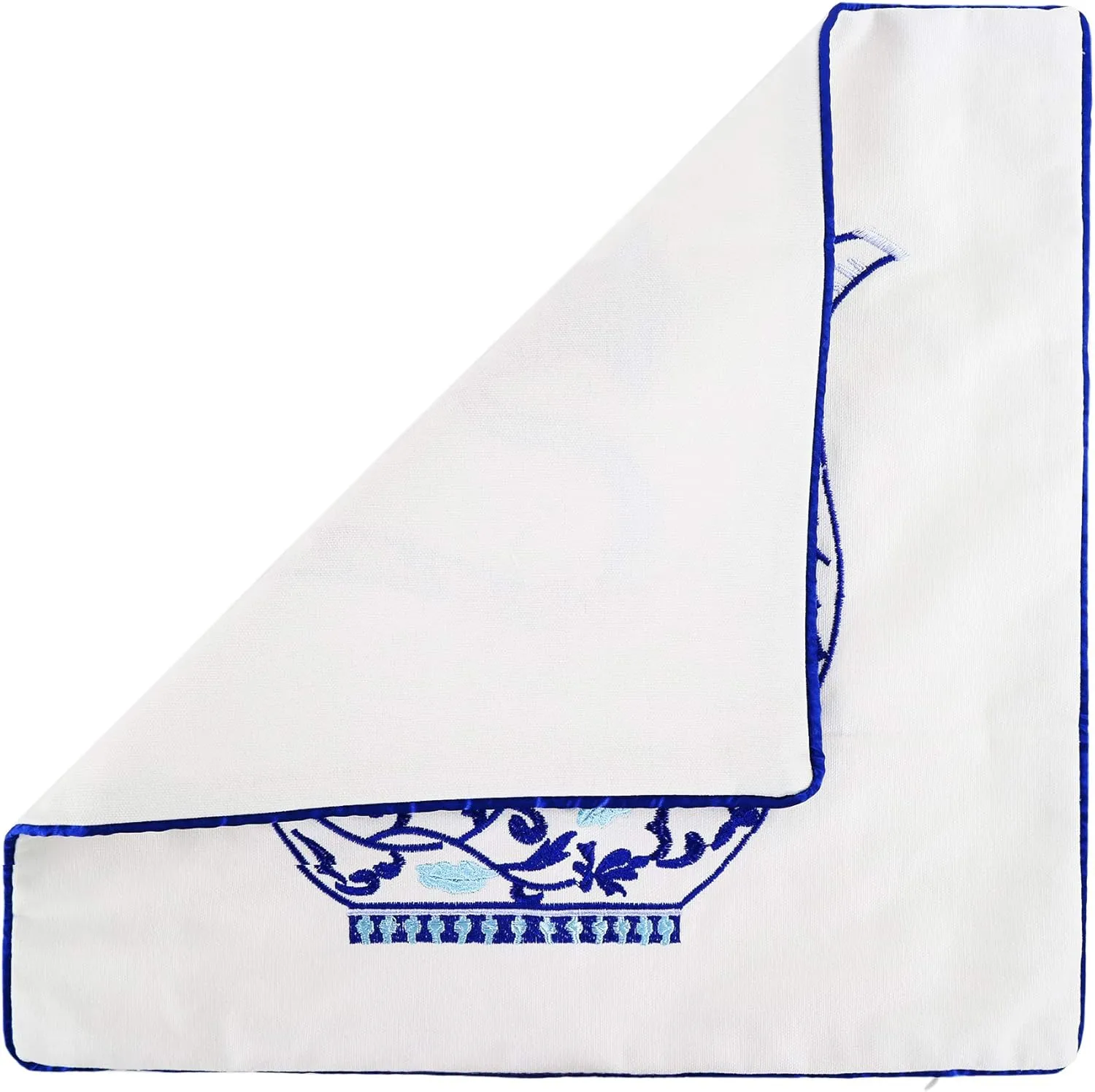 Embroidery Throw Pillow Covers 18x18 Home Décor Floor Pillows Cover for Couch 100% Cotton Cushion Cover 45x45cm Decorative Pillowcase, Chinese Blue and White Porcelain Bottles, 4 Pieces