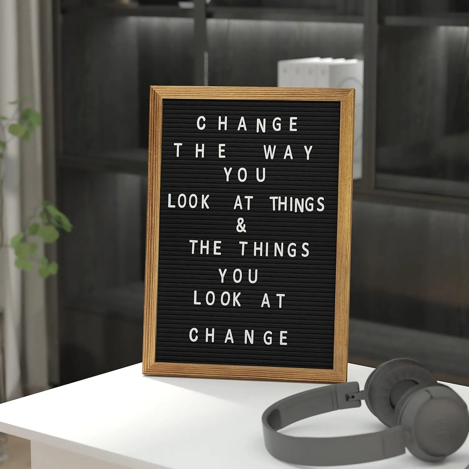 EMMA   OLIVER Bette Letter Board - 12"x17" - Torched Wood Frame - Black Felt - 389 Letter, Number & Symbols Set - Canvas Carry Bag - Sawtooth Hanger - Easel Stand