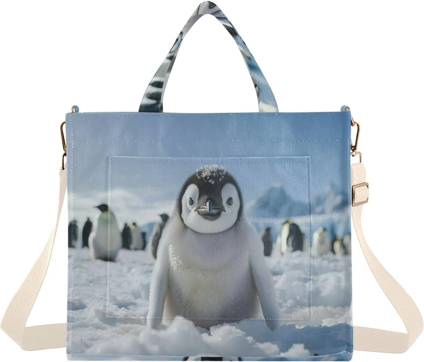 Emperor Penguin Tote Bag for Women Large Capacity Handbag Portable Work Handbag Shoulder Bag for Beach, Shopping, Travel