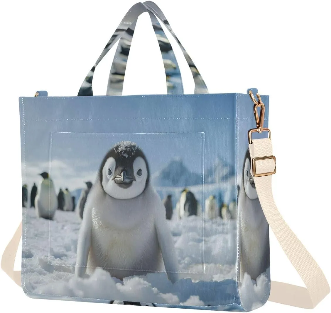 Emperor Penguin Tote Bag for Women Large Capacity Handbag Portable Work Handbag Shoulder Bag for Beach, Shopping, Travel