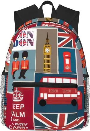 England Symbols print backpack Travel Laptop Backpack Cute Purse Casual Backpack work, traveling,