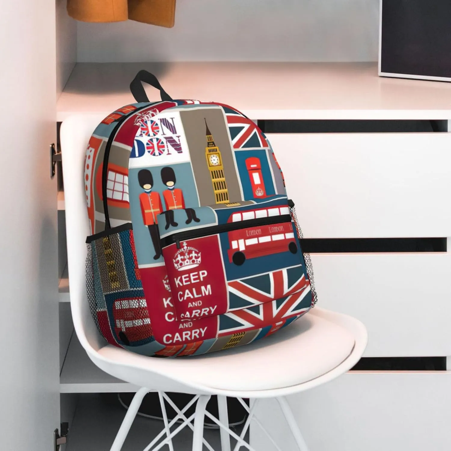 England Symbols print backpack Travel Laptop Backpack Cute Purse Casual Backpack work, traveling,