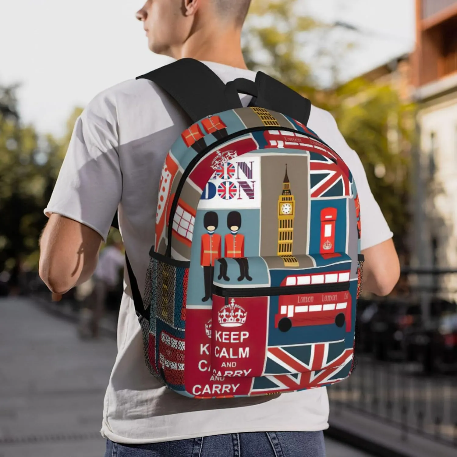 England Symbols print backpack Travel Laptop Backpack Cute Purse Casual Backpack work, traveling,