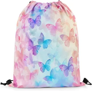 Erosebridal Ombre Butterfly Draw String Back Bag Reversible Vintage Colorful Butterflies String Backpack 13X15.7 Western Aesthetics Art Drawstring Backpack Retro Gradient Tie Dye Drawstring Bags