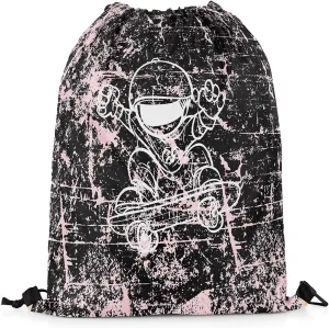 Erosebridal Pink Skateboard Player Drawstring Backpack for Sport Gym,Ombre Graffiti Drawstring Bags,Hipster Street Culture Draw String Back Bag,Skateboard Hip Hop Style String Backpack,13x15.7