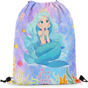 Erosebridal Rainbow Drawstring Bags 13X15.7 Mermaid Tail Draw String Back Bag Ombre Blue Fish Scales Drawstring Backpack Ocean Life Sea Animal String Backpack,Blue Purple Waterproof