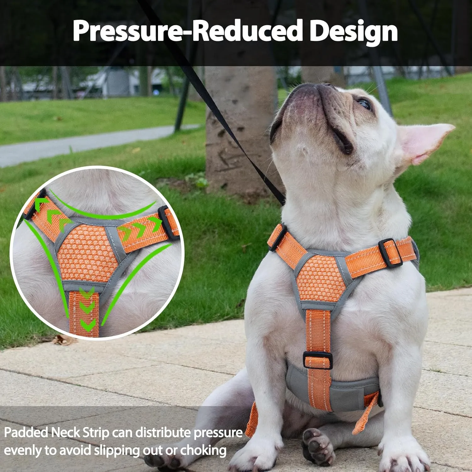 Escape Proof Dog Harness, Escape Artist Harness, Reflective Dog Harness with Handle, Durable,Adjustable Vest for Small Medium Large Dogs Walking, Training, and Running Gear(Orange,L)