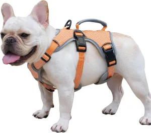 Escape Proof Dog Harness, Escape Artist Harness, Reflective Dog Harness with Handle, Durable,Adjustable Vest for Small Medium Large Dogs Walking, Training, and Running Gear(Orange,L)