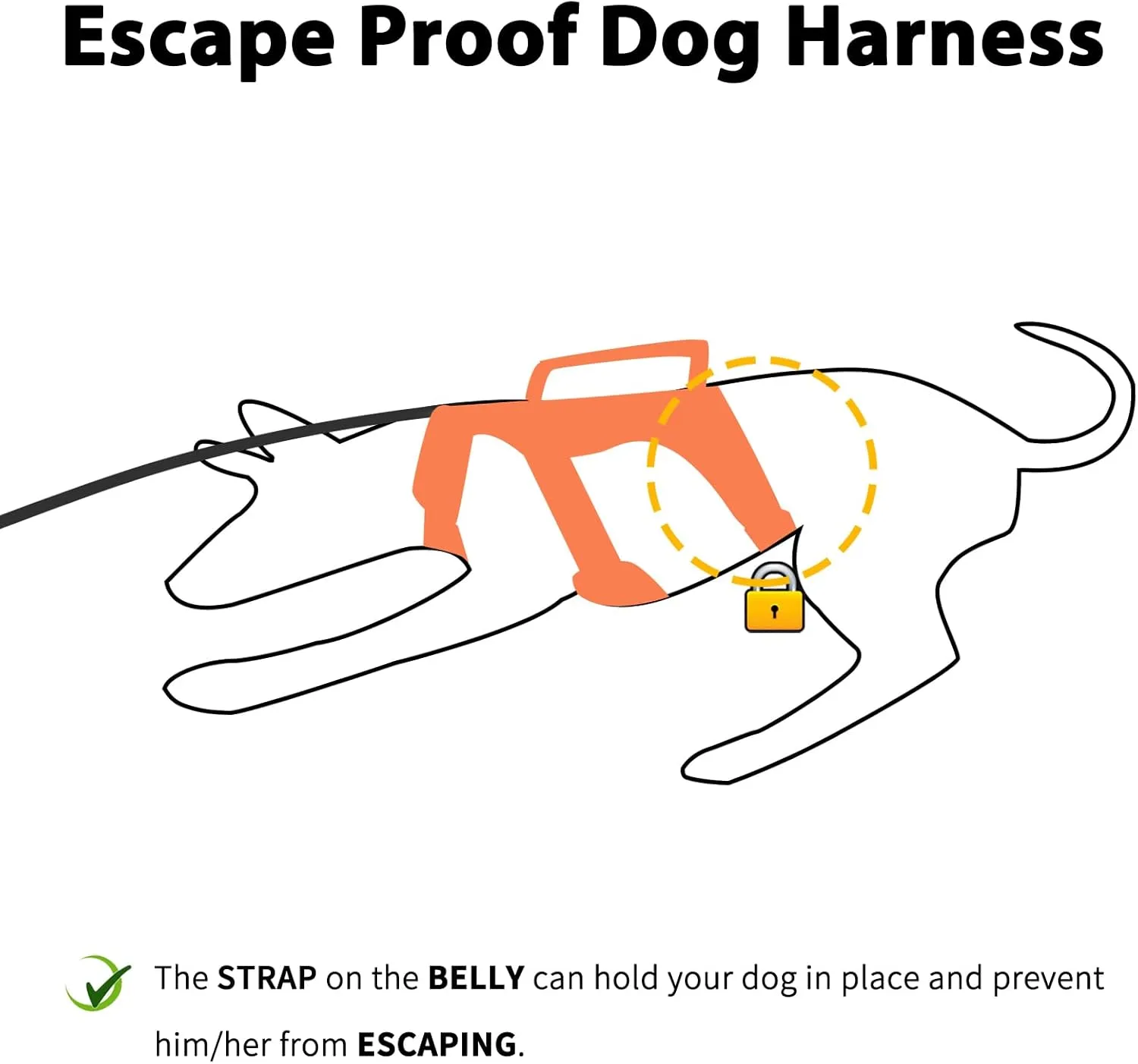 Escape Proof Dog Harness, Escape Artist Harness, Reflective Dog Harness with Handle, Durable,Adjustable Vest for Small Medium Large Dogs Walking, Training, and Running Gear(Orange,L)