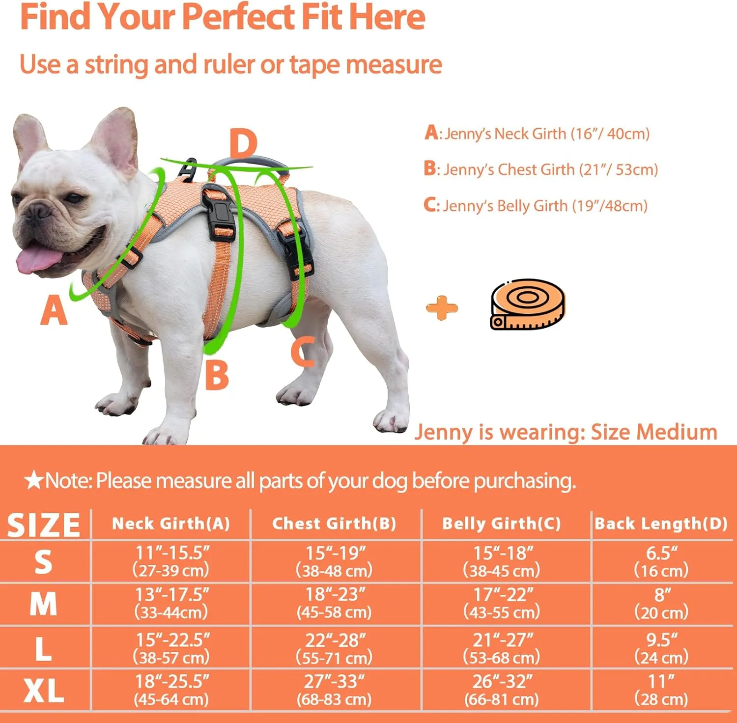 Escape Proof Dog Harness, Escape Artist Harness, Reflective Dog Harness with Handle, Durable,Adjustable Vest for Small Medium Large Dogs Walking, Training, and Running Gear(Orange,L)