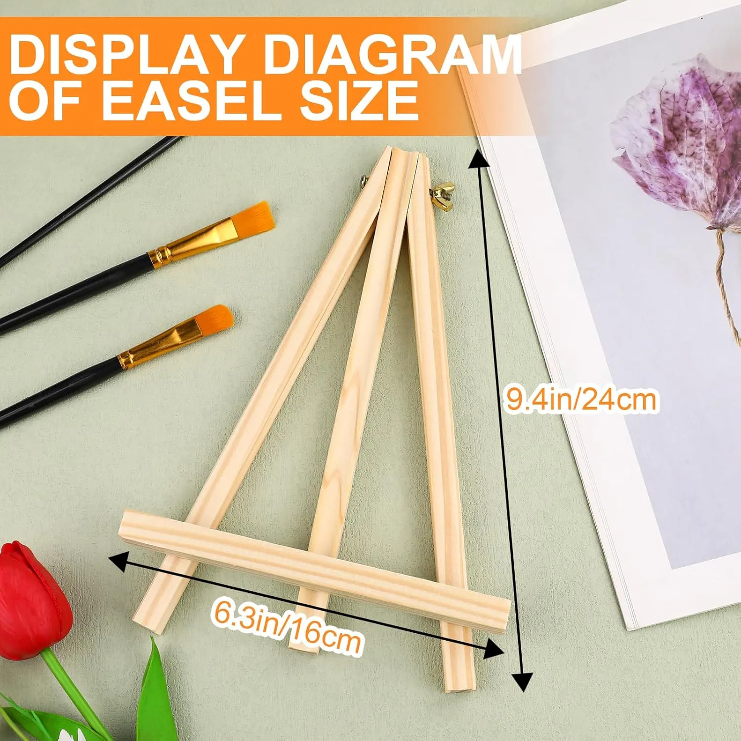 ESRICH 36 Pack 9 Inch Wood Easels, Easel Stand for Painting Canvases, Art,and Crafts, Tripod, Painting Party Easel, Kids Student Tabletop Easels for Painting, Portable Canvas Photo Picture Sign Holder